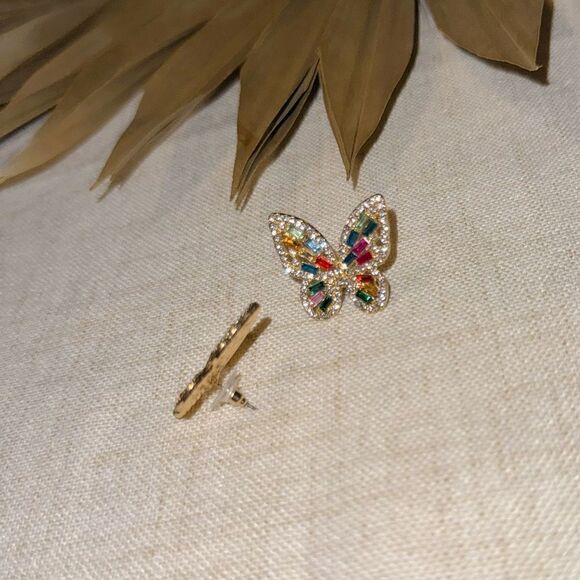 Diamond butterfly earrings M530 - Picture 4 of 5